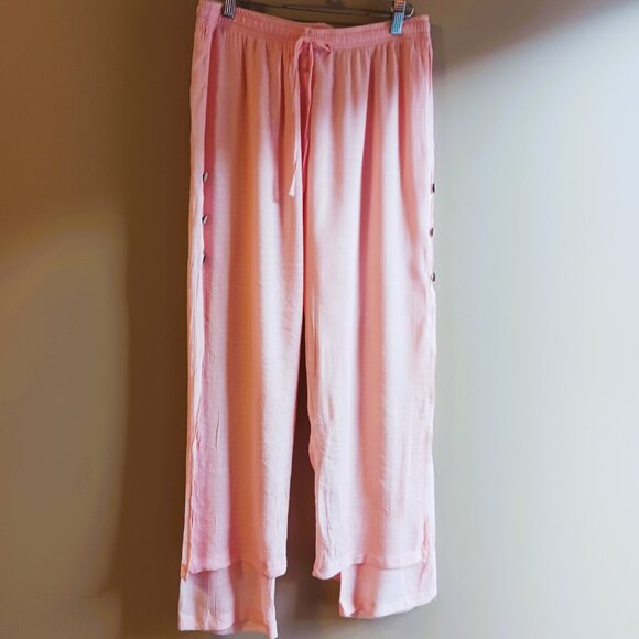 PEACH coral BOHEMIAN Beachy Flowy layered Palazzo pants Nearly New Sz S-M EUC - Picture 3 of 10